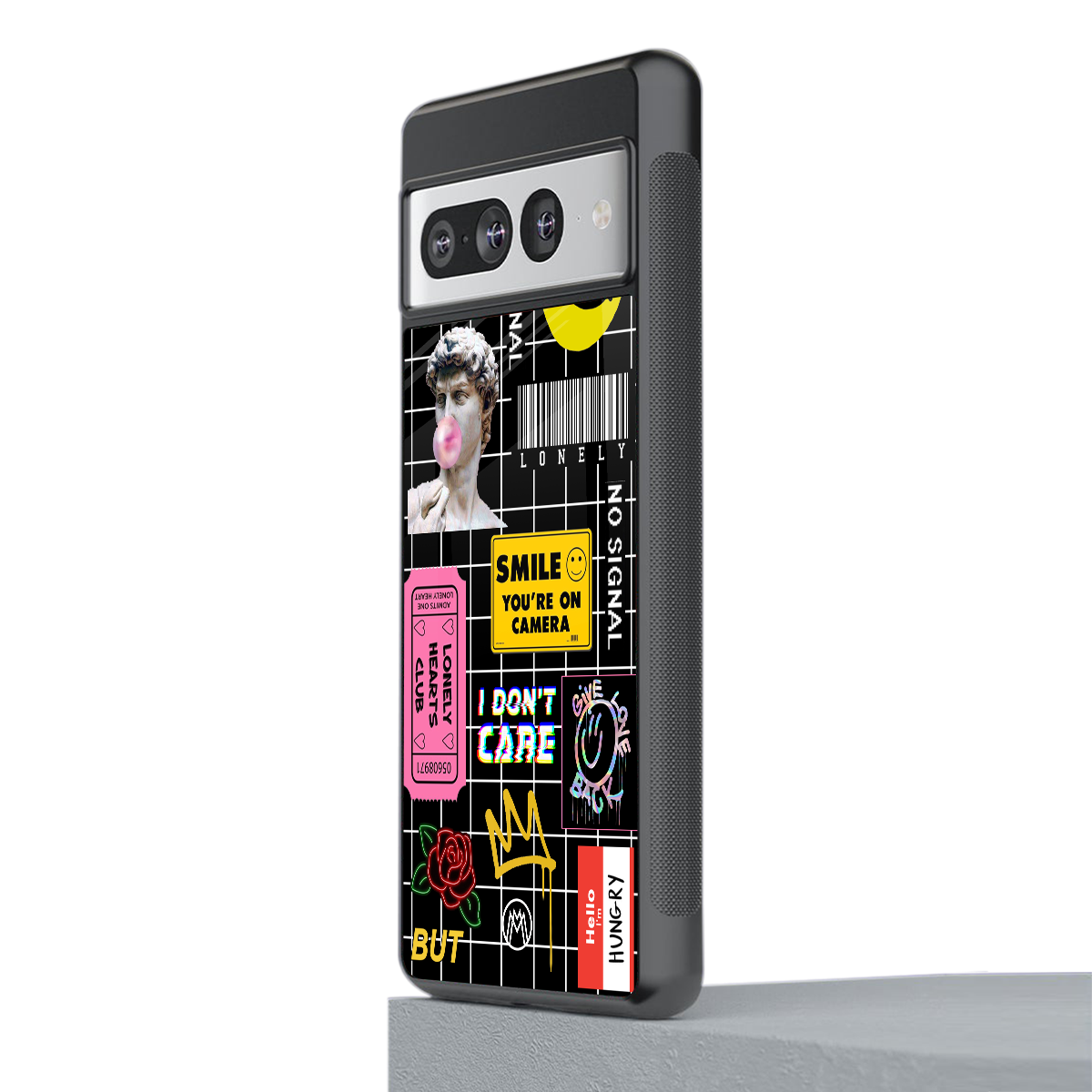 lonely hearts club black back phone cover | glass case for google pixel 7 pro