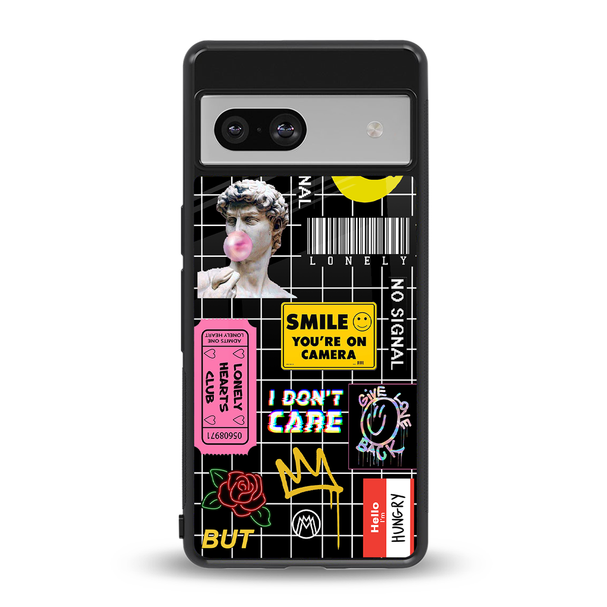 lonely hearts club black back phone cover | glass case for Google Pixel 7A