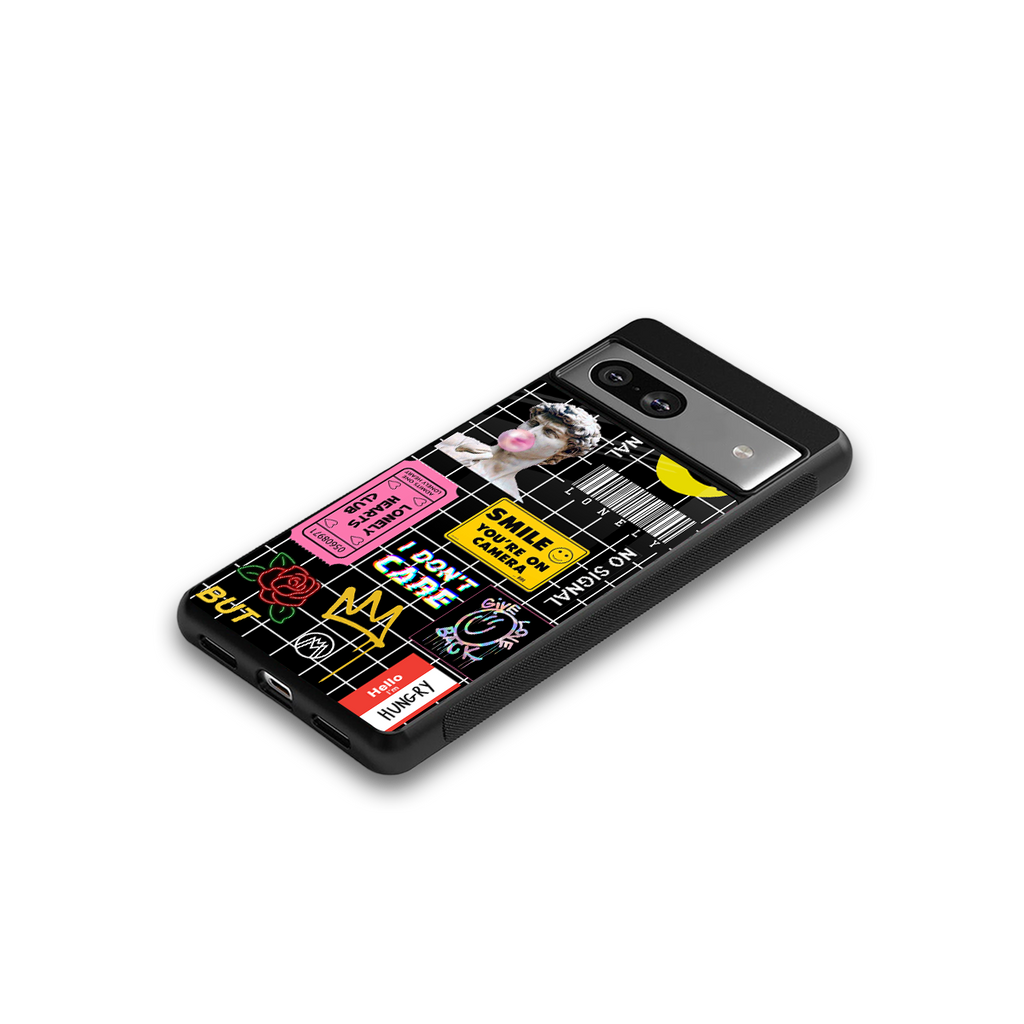 lonely hearts club black back phone cover | glass case for Google Pixel 7