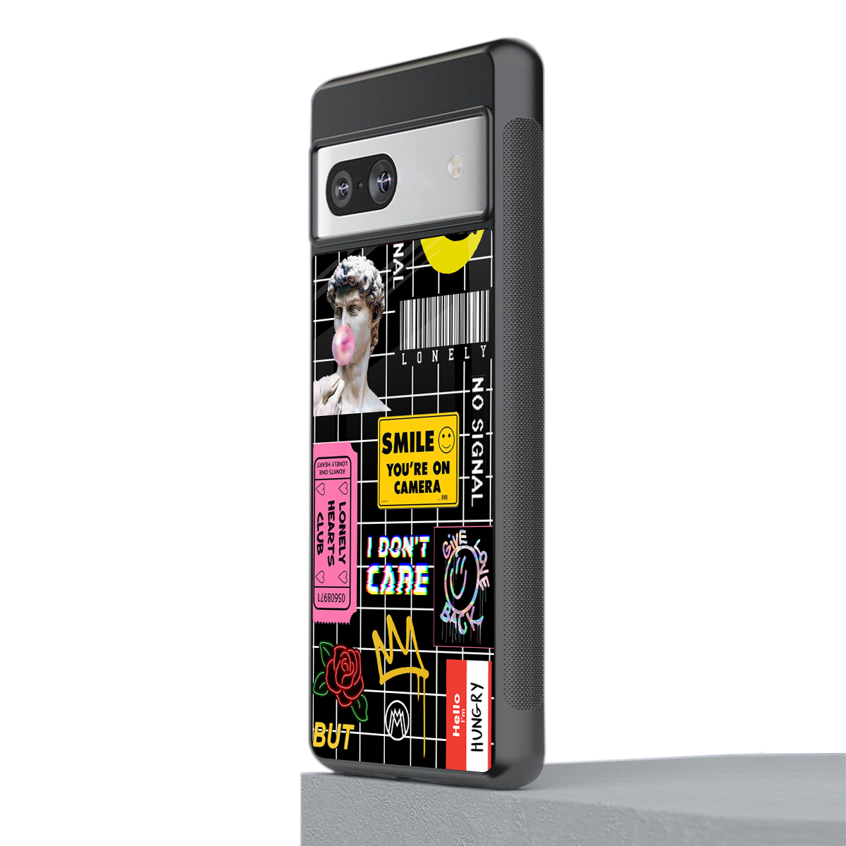 lonely hearts club black back phone cover | glass case for Google Pixel 7A