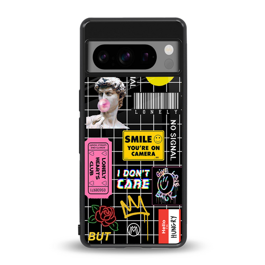 lonely hearts club black back phone cover | glass case for google pixel 8 pro