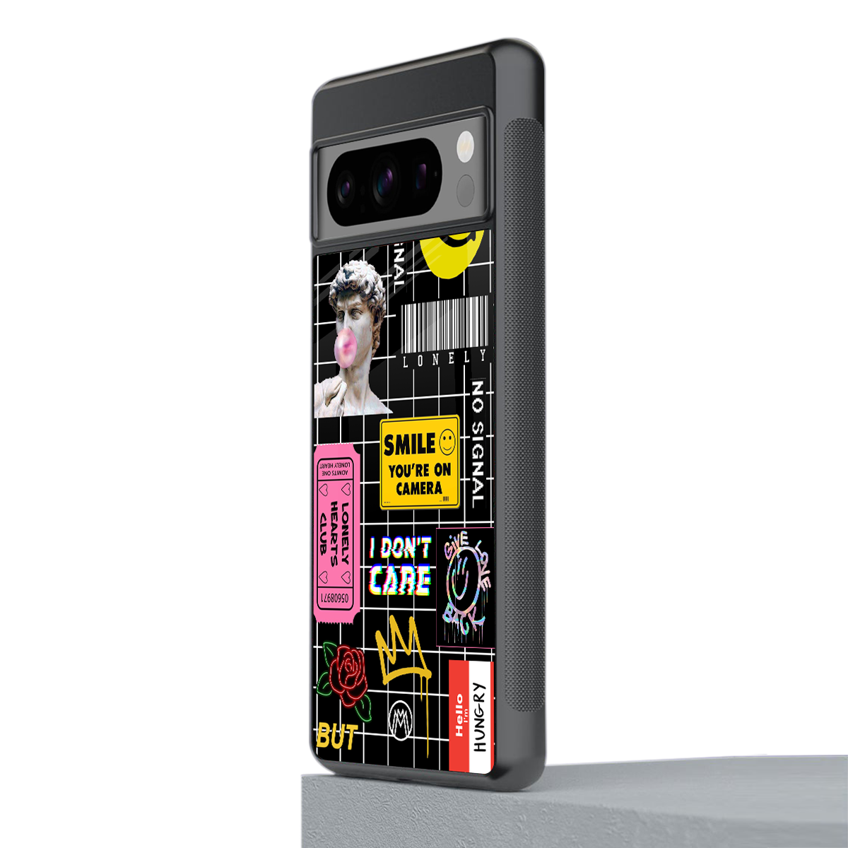 lonely hearts club black back phone cover | glass case for google pixel 8 pro