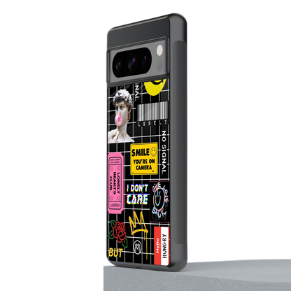 lonely hearts club black back phone cover | glass case for google pixel 8 pro