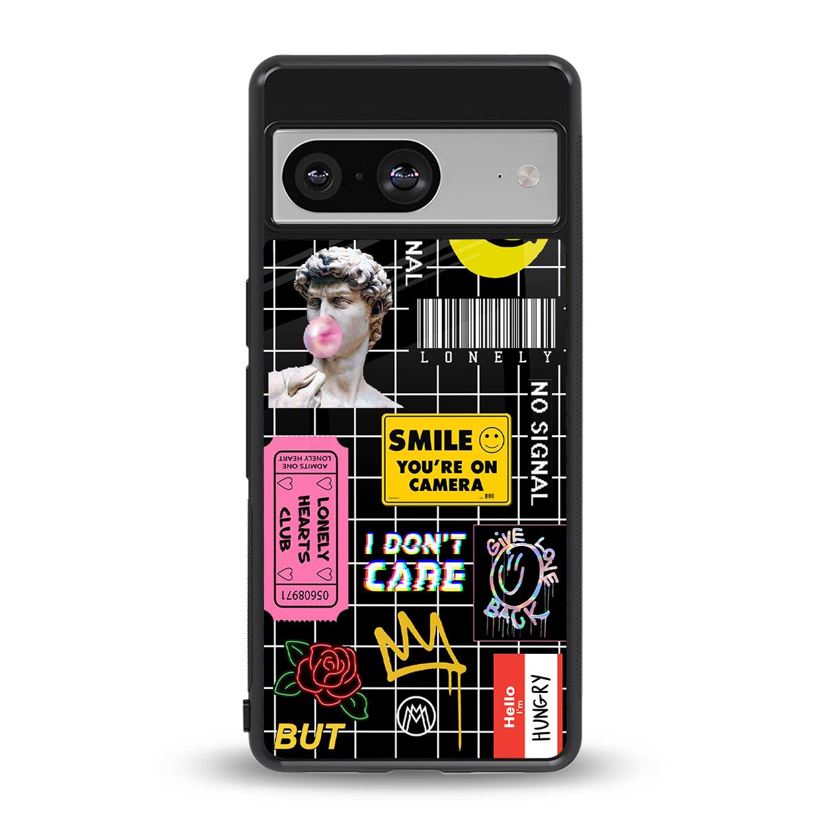 lonely hearts club black back phone cover | glass case for Google Pixel 8