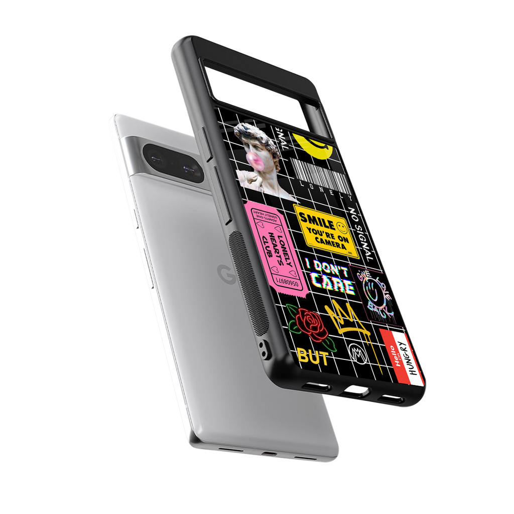 lonely hearts club black back phone cover | glass case for Google Pixel 8