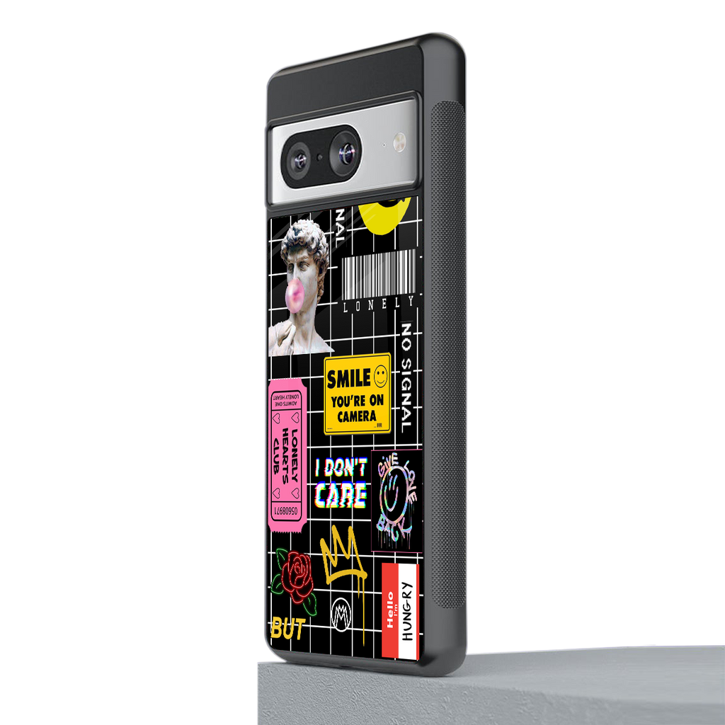 lonely hearts club black back phone cover | glass case for Google Pixel 8