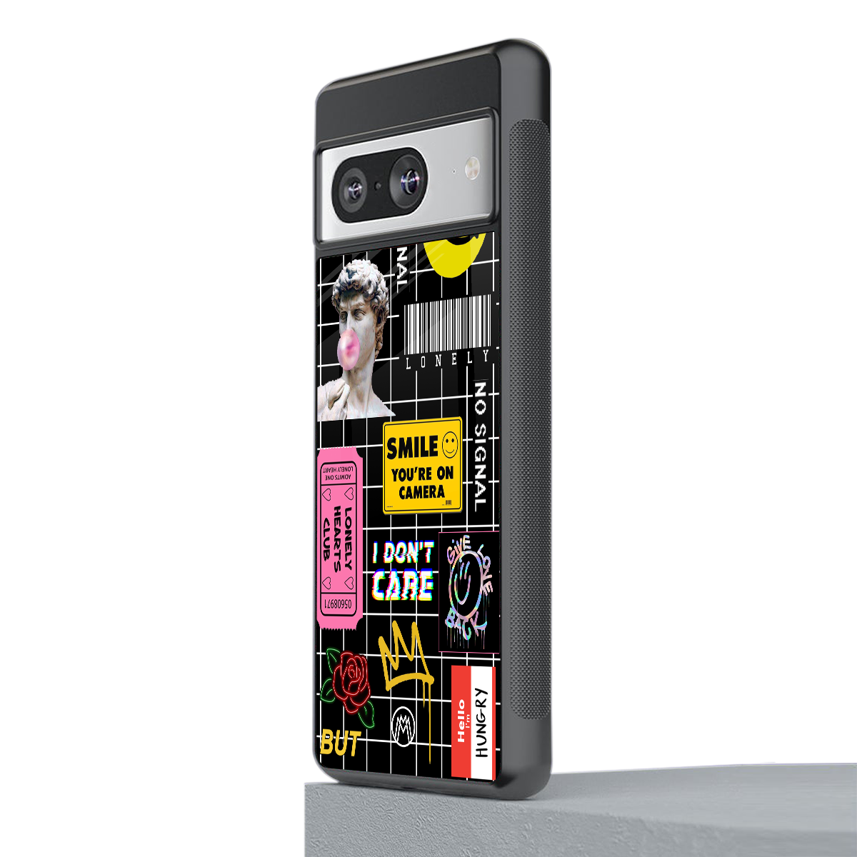 lonely hearts club black back phone cover | glass case for Google Pixel 8