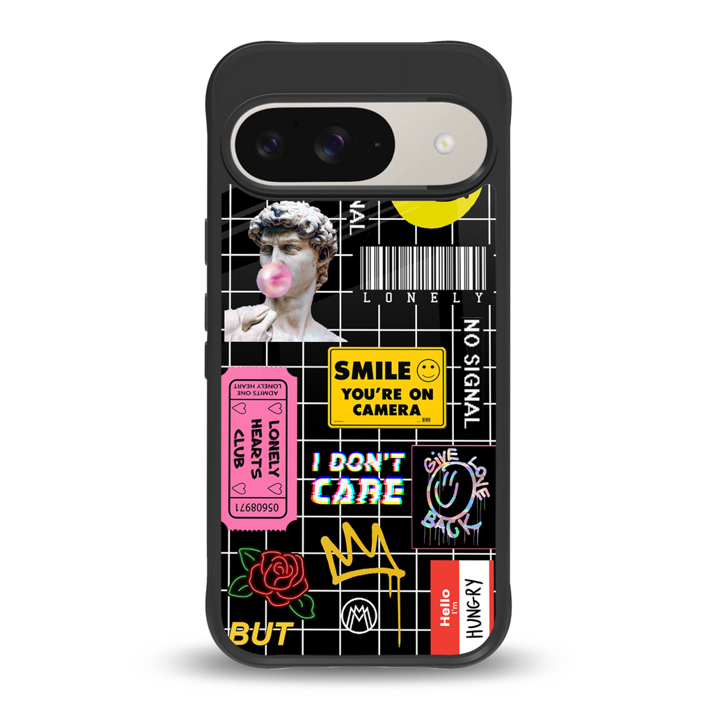 lonely hearts club black back phone cover | glass case for google pixel 9