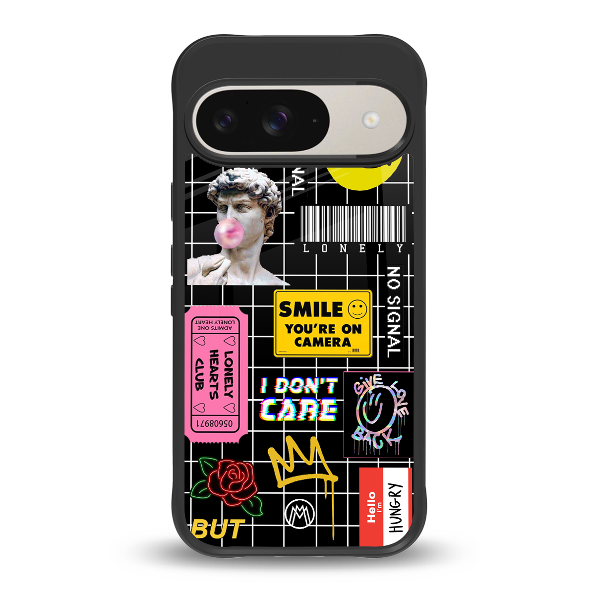 lonely hearts club black back phone cover | glass case for google pixel 9