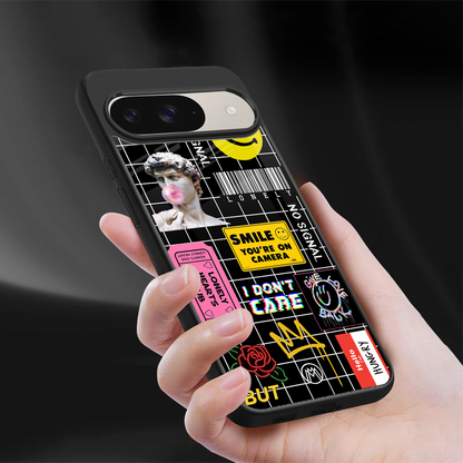 lonely hearts club black back phone cover | glass case for google pixel 9