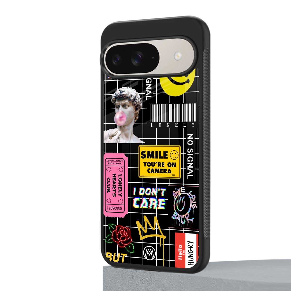 lonely hearts club black back phone cover | glass case for google pixel 9