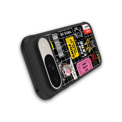 lonely hearts club black back phone cover | glass case for google pixel 9