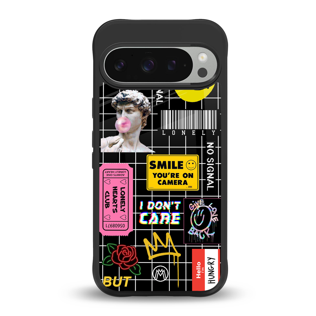 lonely hearts club black back phone cover | glass case for google pixel 9 pro xl
