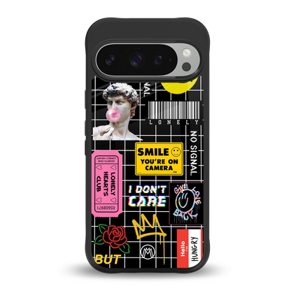 lonely hearts club black back phone cover | glass case for google pixel 9 pro xl