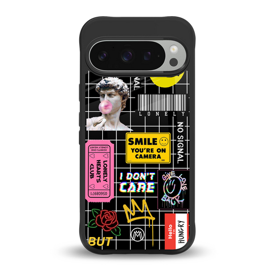 lonely hearts club black back phone cover | glass case for google pixel 9 pro xl