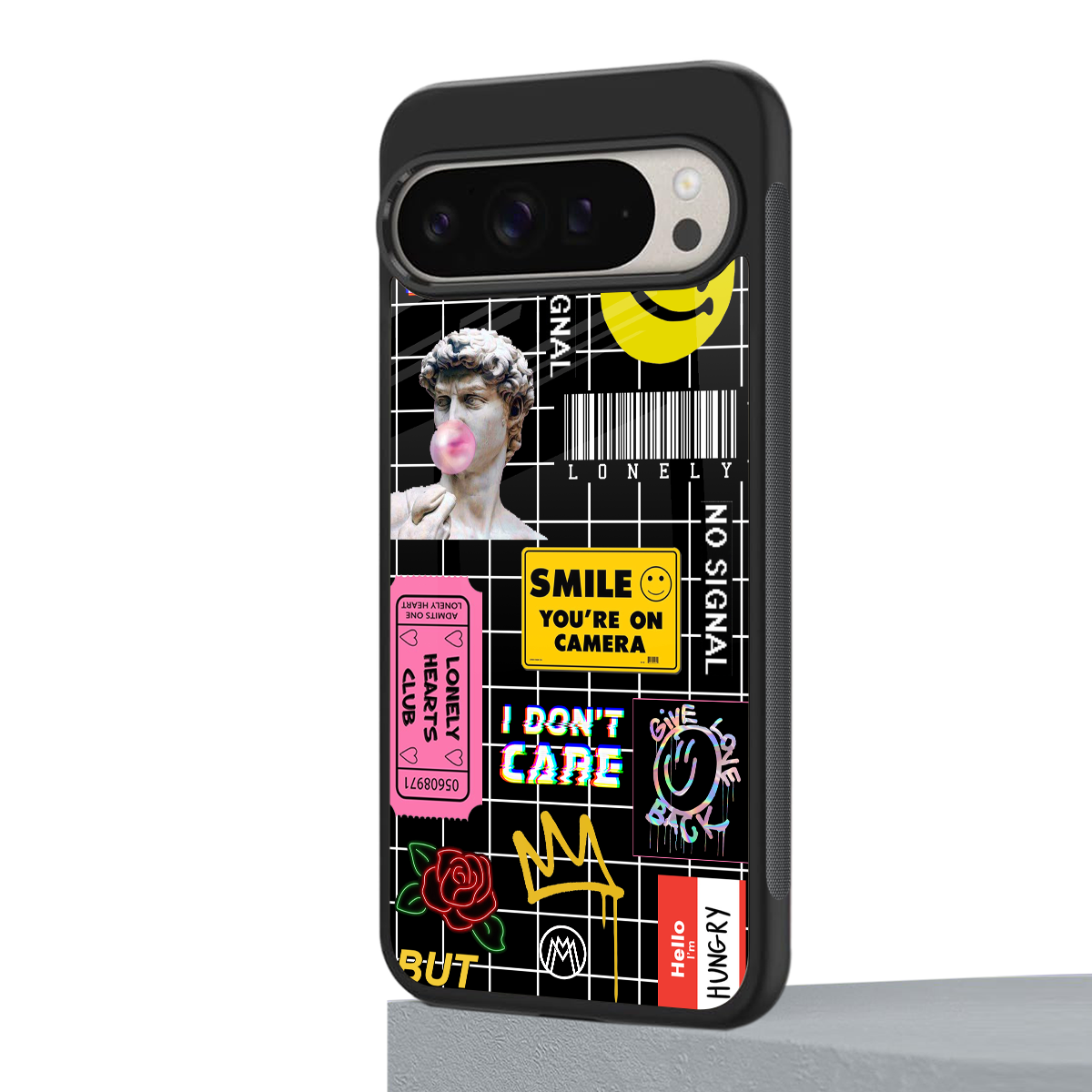 lonely hearts club black back phone cover | glass case for google pixel 9 pro xl