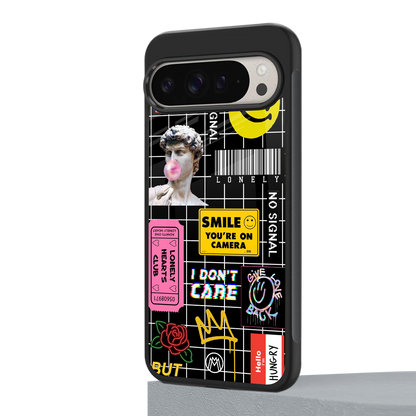 lonely hearts club black back phone cover | glass case for google pixel 9 pro xl
