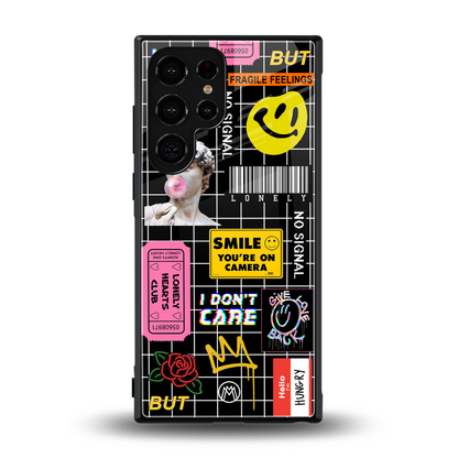lonely hearts club black back phone cover | glass case for samsung galaxy s23 ultra