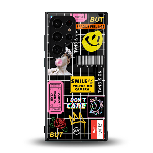 lonely hearts club black back phone cover | glass case for samsung galaxy s23 ultra