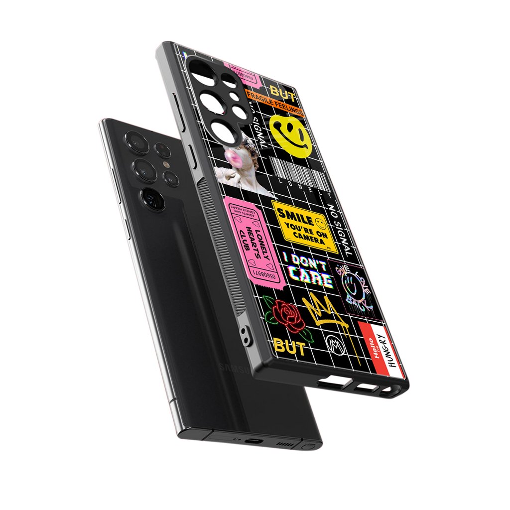 lonely hearts club black back phone cover | glass case for samsung galaxy s23 ultra