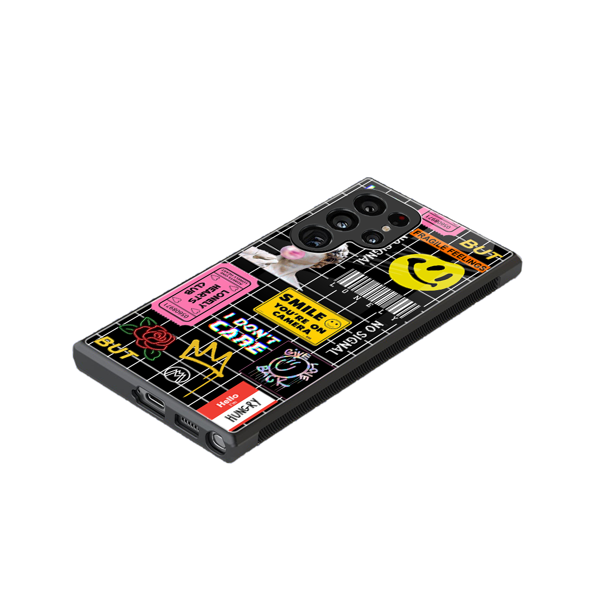 lonely hearts club black back phone cover | glass case for samsung galaxy s23 ultra