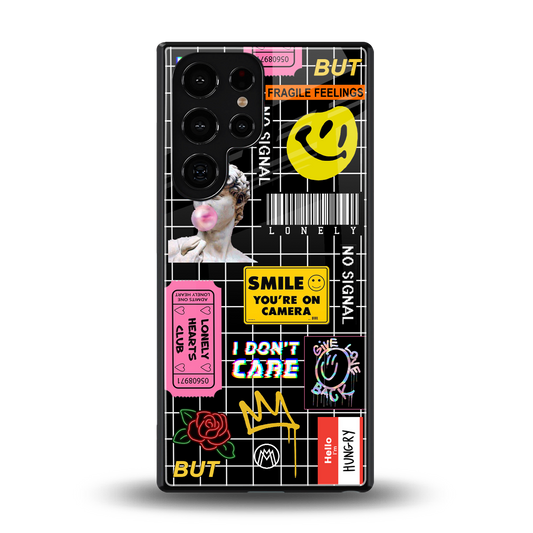 lonely hearts club black back phone cover | glass case for samsung galaxy s25 ultra
