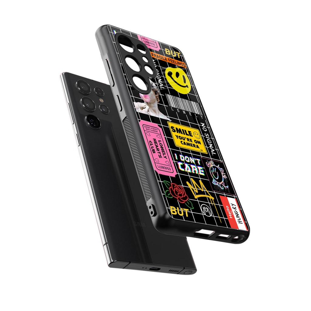 lonely hearts club black back phone cover | glass case for samsung galaxy s25 ultra
