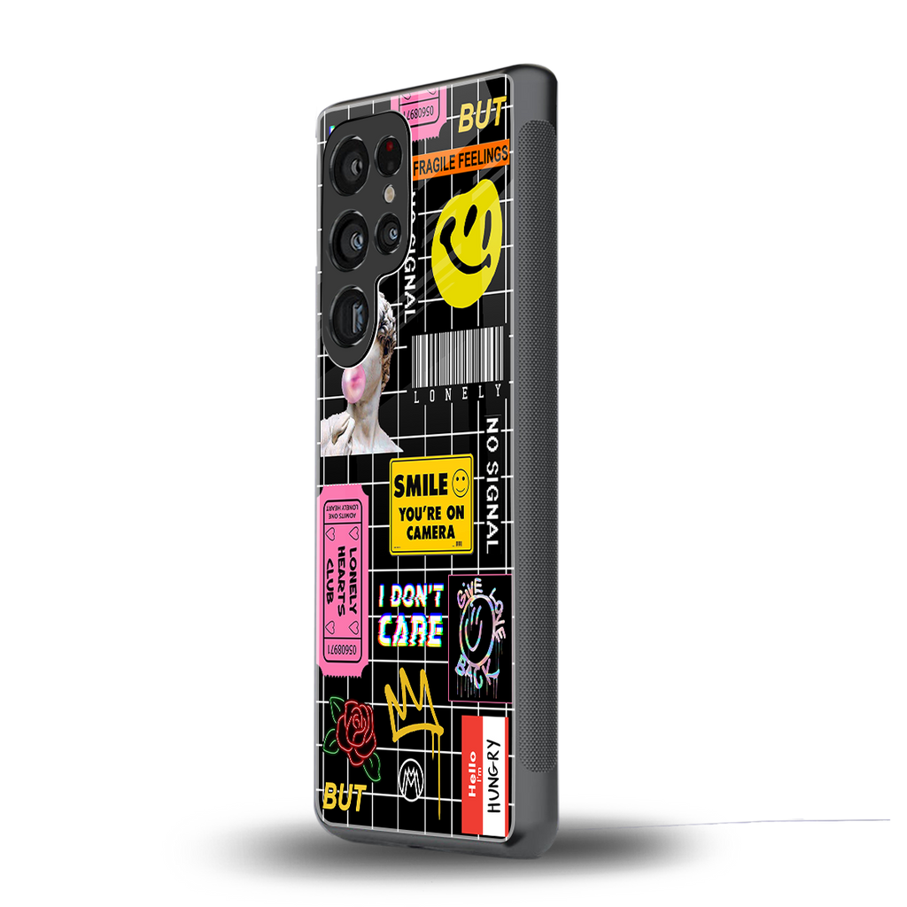 lonely hearts club black back phone cover | glass case for samsung galaxy s25 ultra