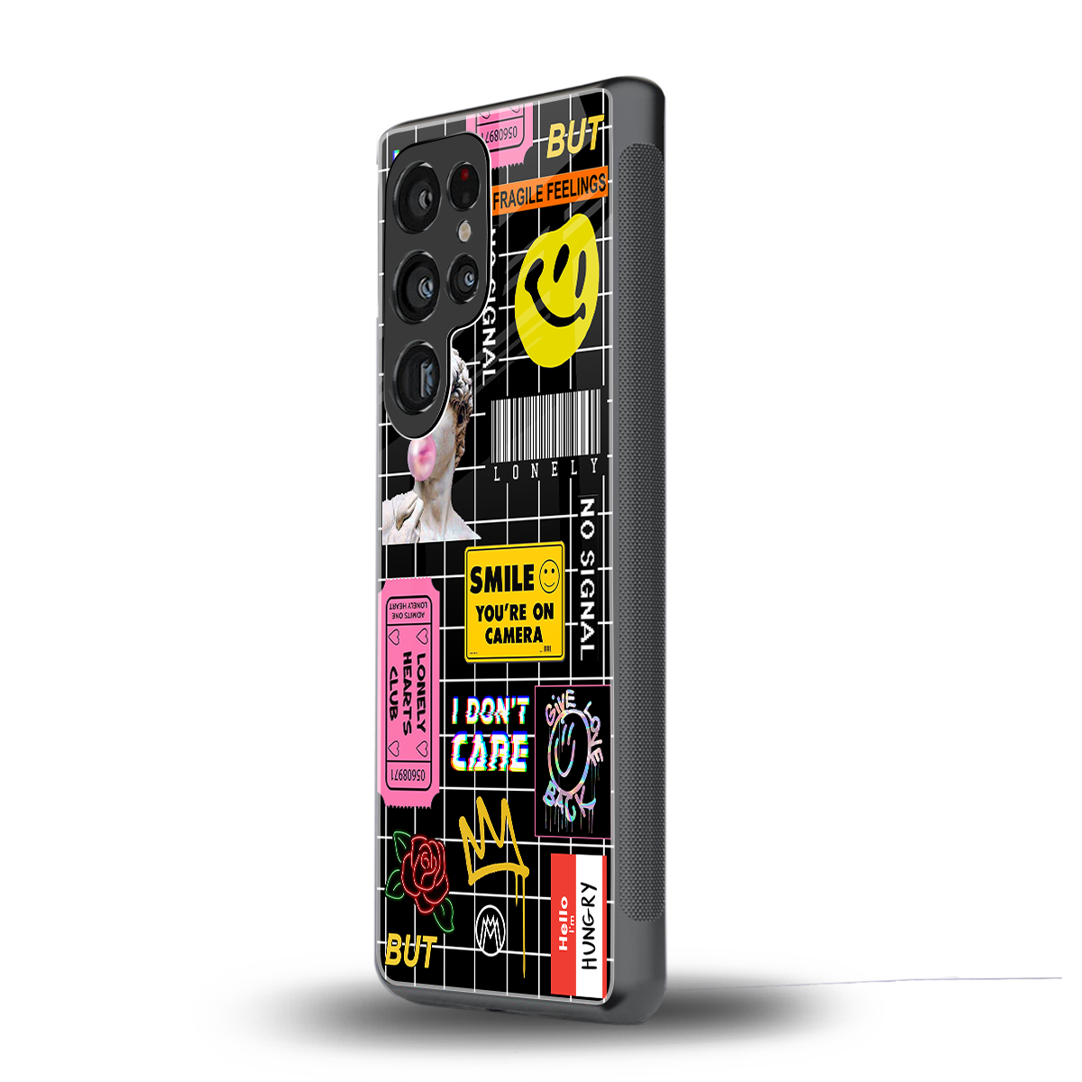 lonely hearts club black back phone cover | glass case for samsung galaxy s25 ultra