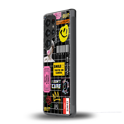 lonely hearts club black back phone cover | glass case for samsung galaxy s25 ultra