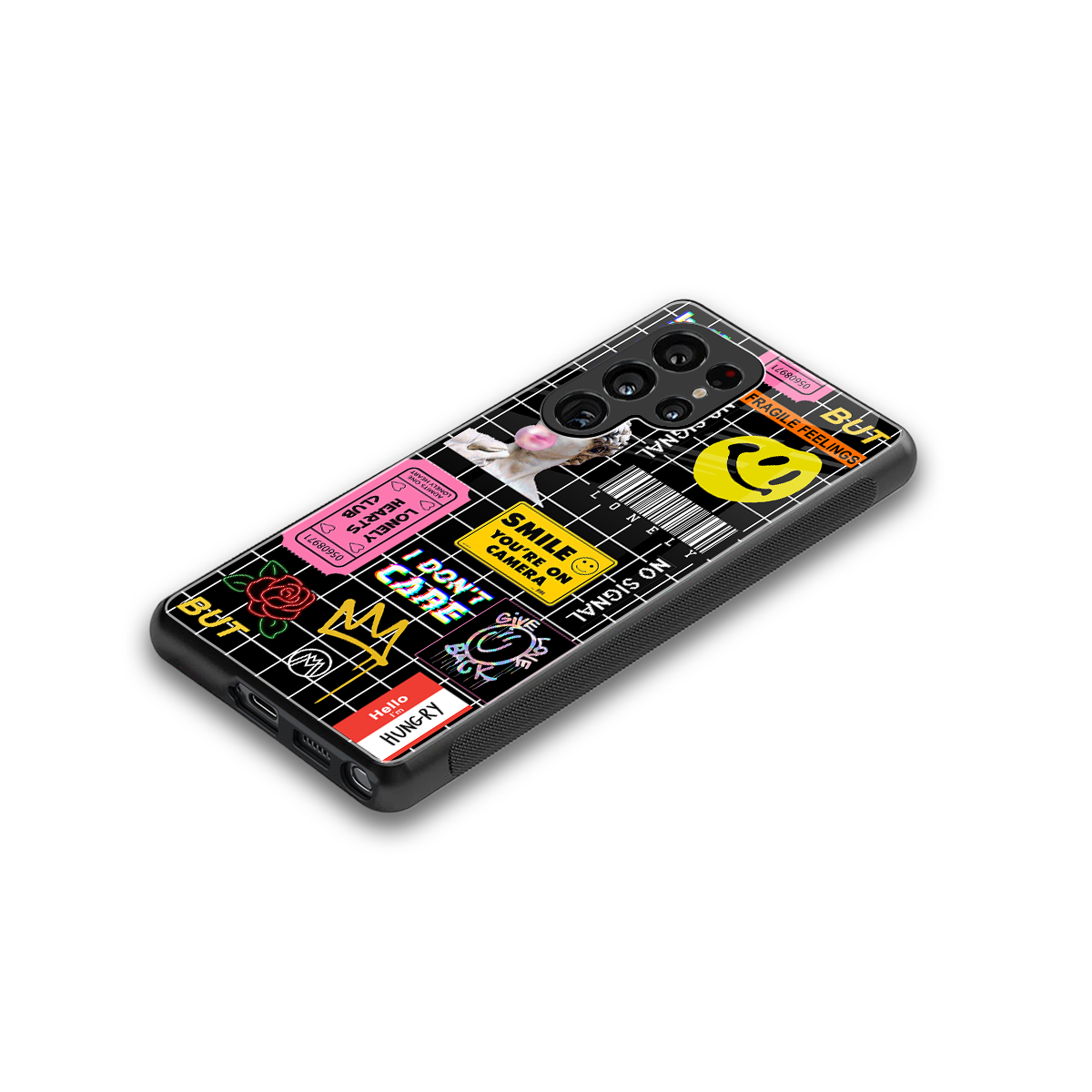lonely hearts club black back phone cover | glass case for samsung galaxy s25 ultra