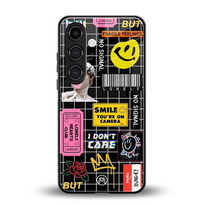 lonely hearts club black back phone cover | glass case for samsung galaxy s24 fe