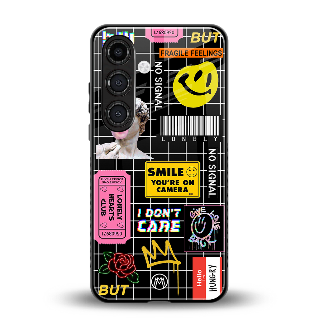 lonely hearts club black back phone cover | glass case for samsung galaxy s24 plus