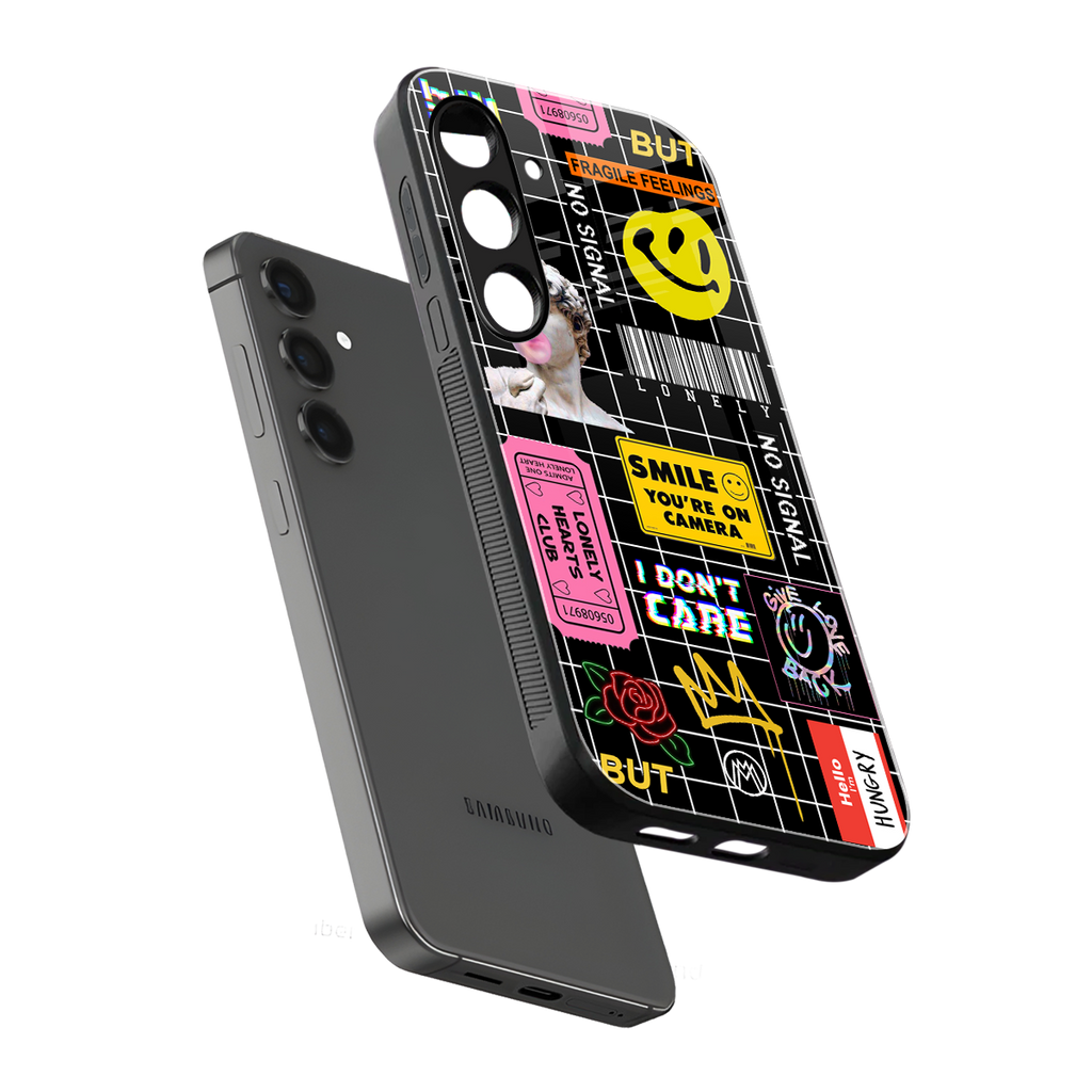 lonely hearts club black back phone cover | glass case for samsung galaxy s24 plus