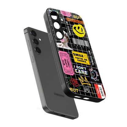 lonely hearts club black back phone cover | glass case for samsung galaxy s24 fe