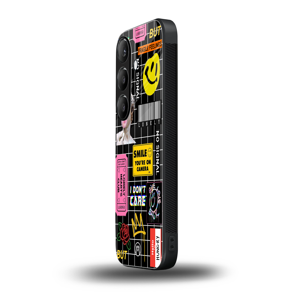 lonely hearts club black back phone cover | glass case for samsung galaxy s24 fe