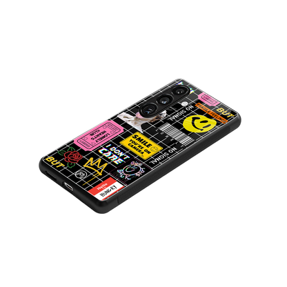 lonely hearts club black back phone cover | glass case for samsung galaxy s24 fe