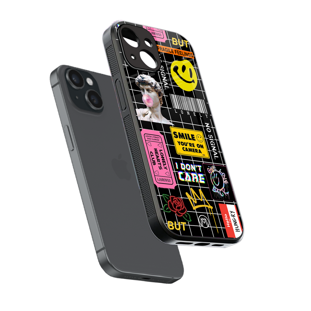 lonely hearts club black back phone cover | glass case for iphone 15