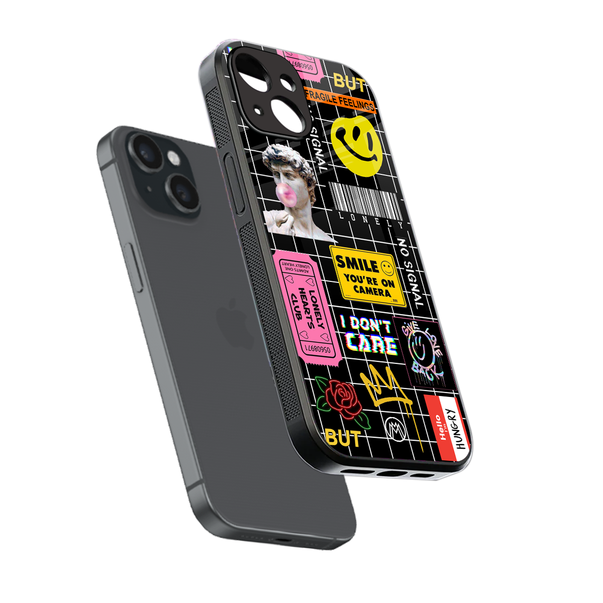 lonely hearts club black back phone cover | glass case for iphone 15