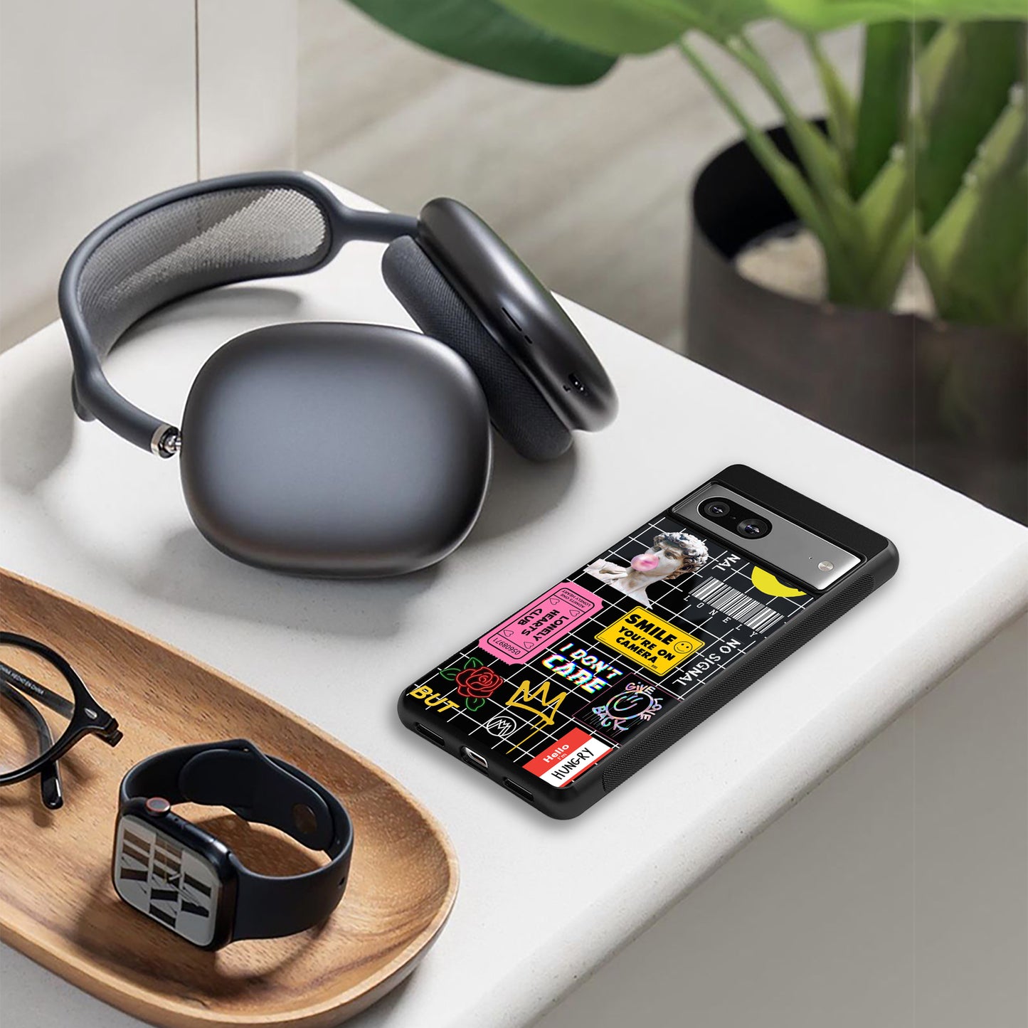 lonely hearts club black back phone cover | glass case for google pixel 9