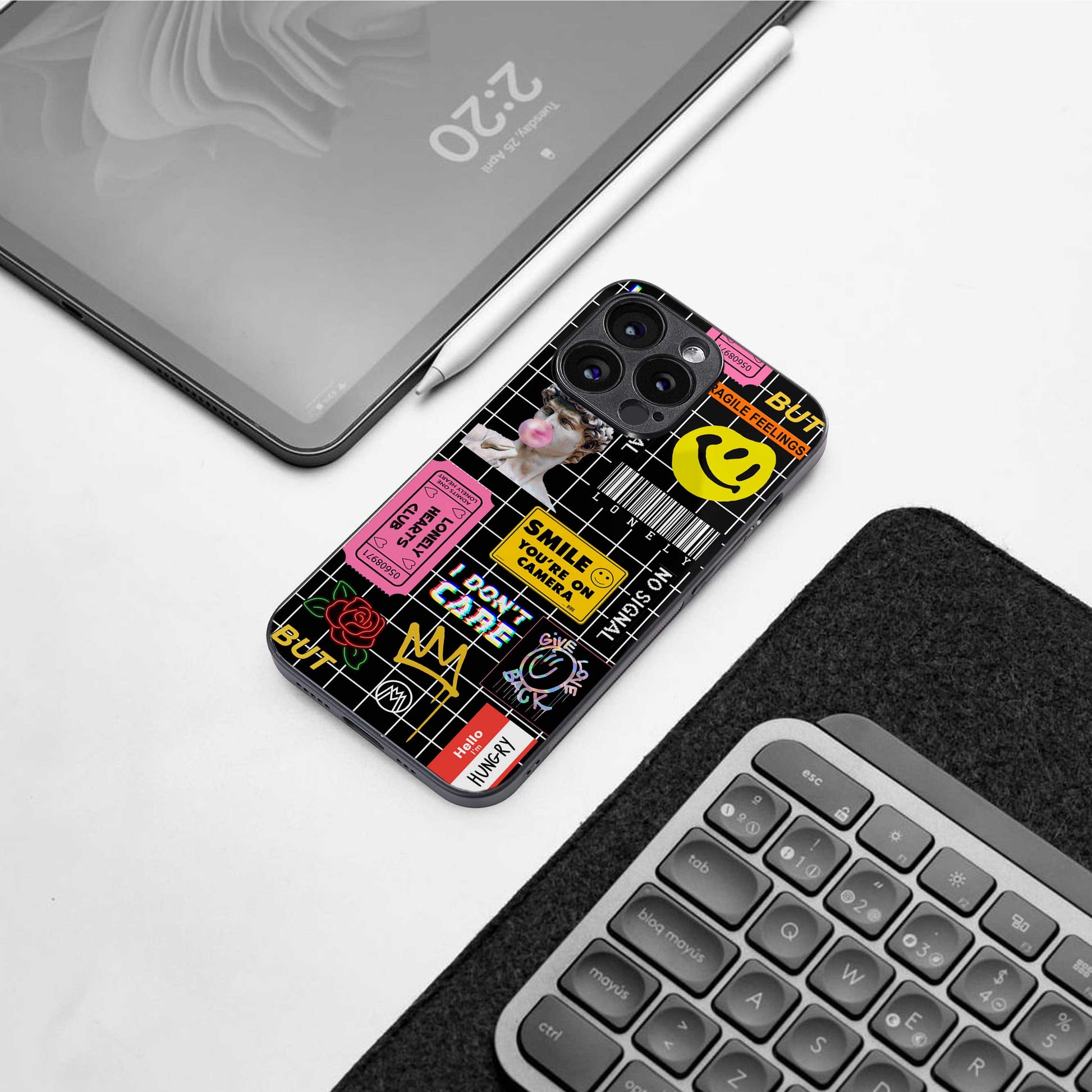 lonely hearts club black back phone cover | glass case for iphone 13 pro max