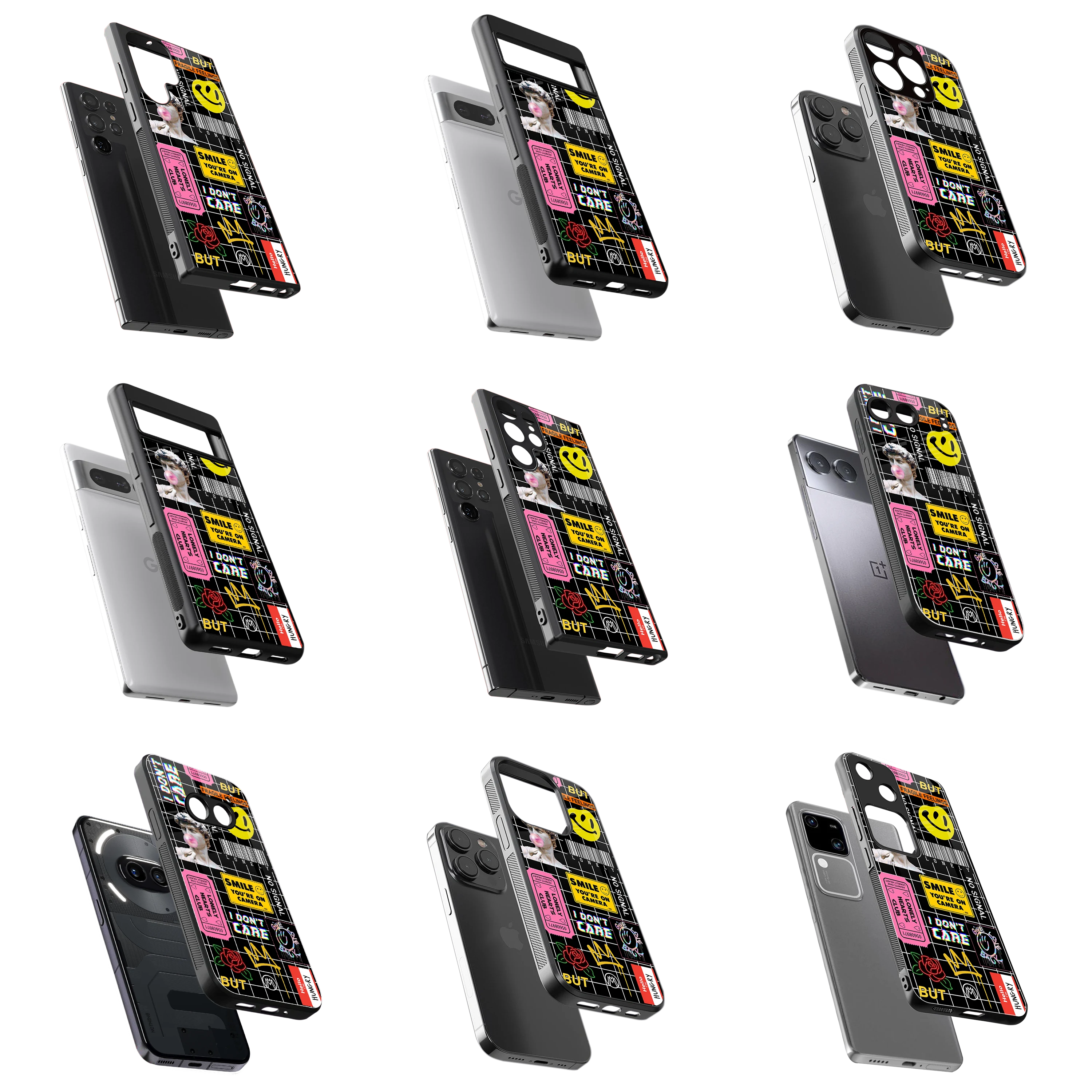 Durable Glass Back Mobile Case for iPhone, Samsung, OnePlus, Google Pixel, Redmi, Vivo, Oppo