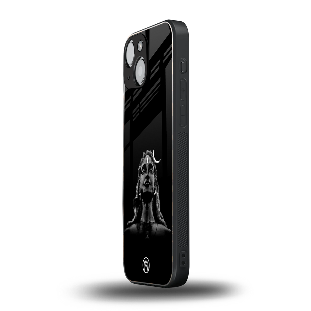 lord shiva black back phone cover | glass case for iphone 13 mini