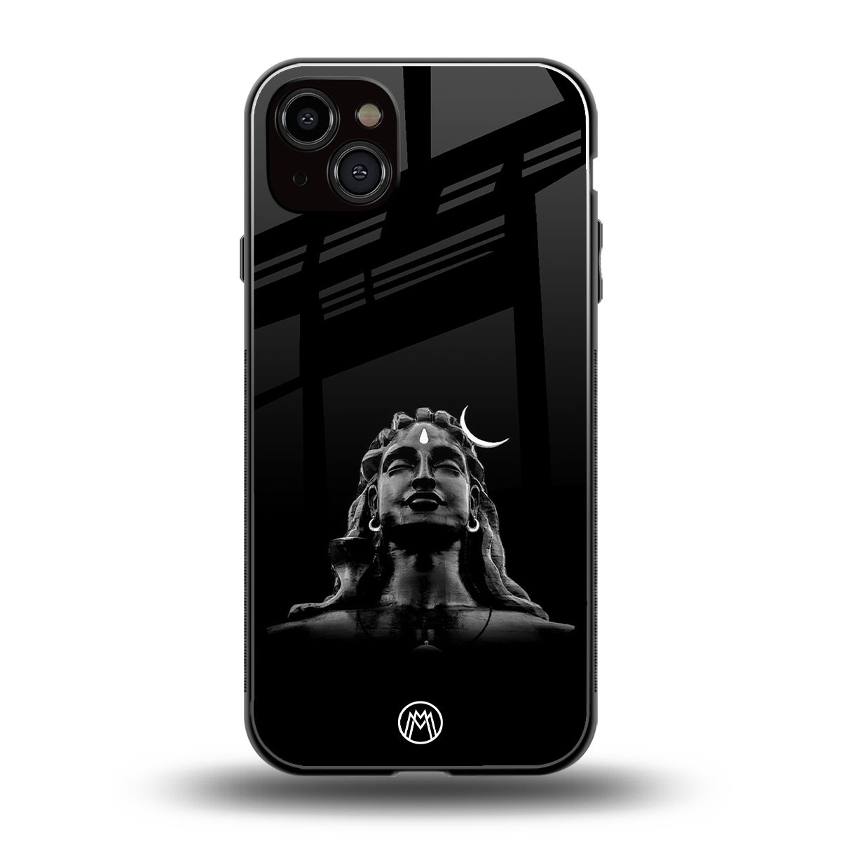 lord shiva black back phone cover | glass case for iphone 15 plus