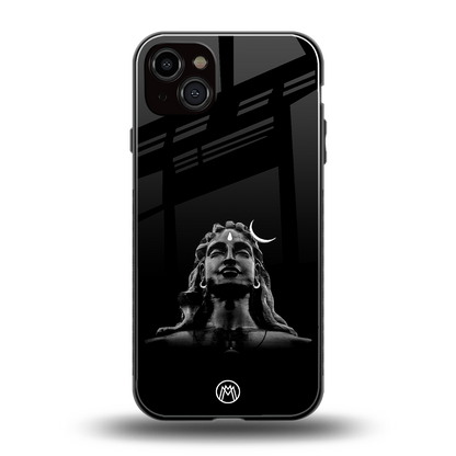 lord shiva black back phone cover | glass case for iphone 15 plus