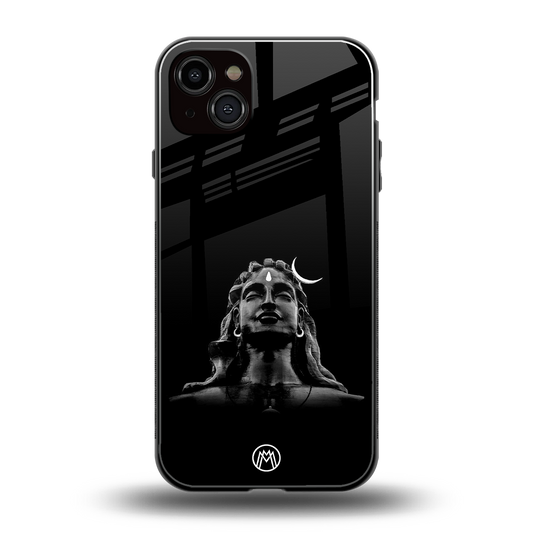 lord shiva black back phone cover | glass case for iphone 15 plus