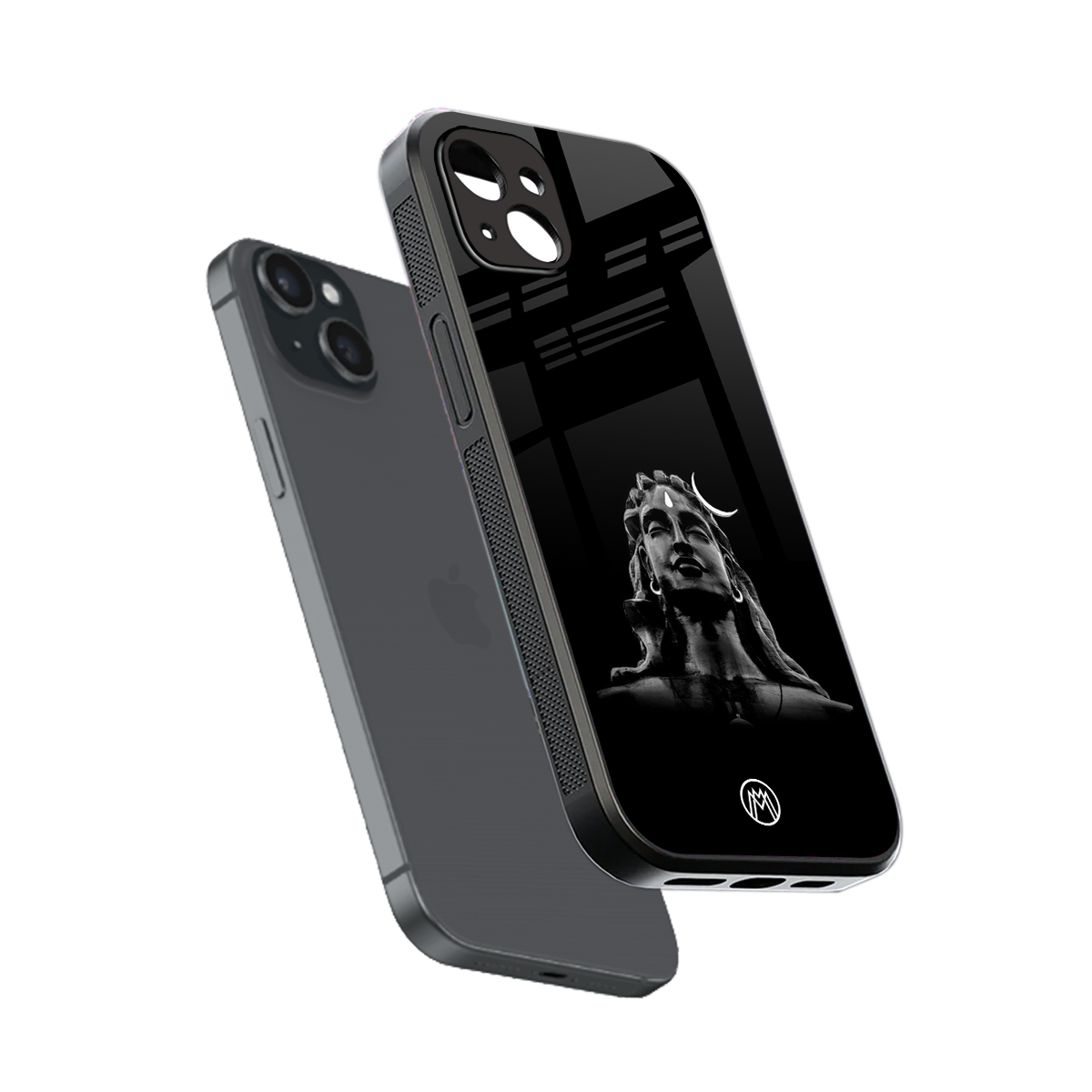 lord shiva black back phone cover | glass case for iphone 15 plus