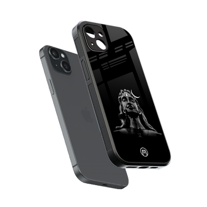 lord shiva black back phone cover | glass case for iphone 15 plus