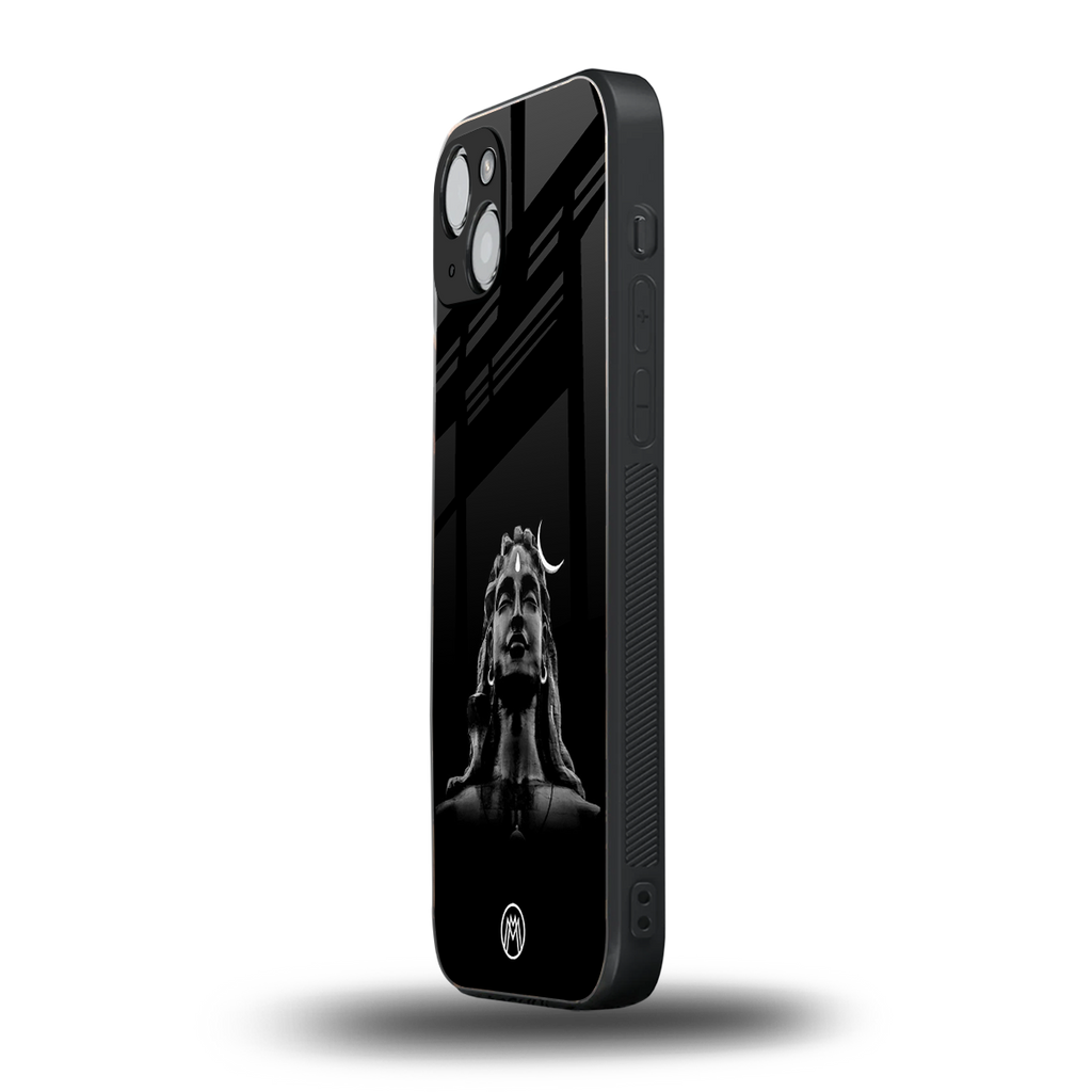 lord shiva black back phone cover | glass case for iphone 15 plus