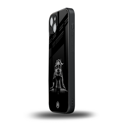 lord shiva black back phone cover | glass case for iphone 15 plus